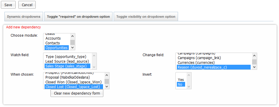 Dependent Fields - required field